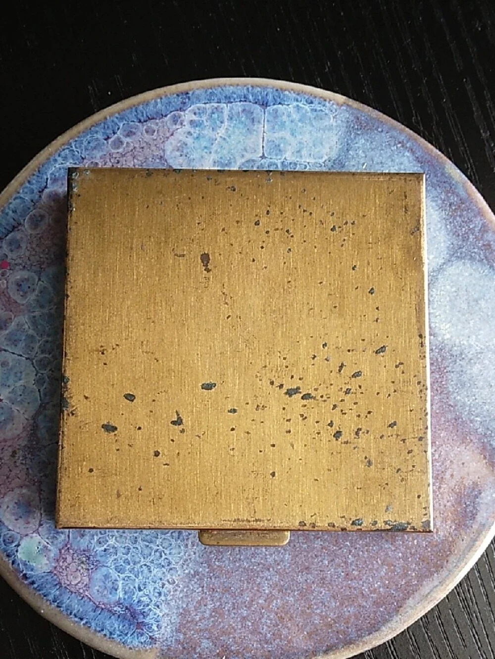 Vintage Volupte 1940s 1950s Gold Floral Powder Compact Mirror